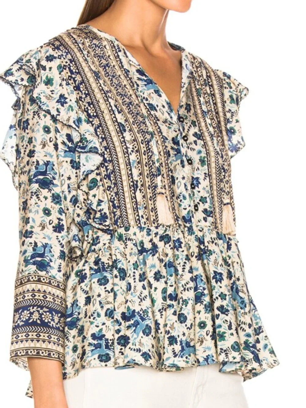 SEA NEW YORK DOE PRINT silk blouse size 4 - Picture 3 of 8